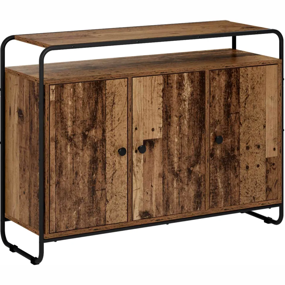vidaXL Dressoir Oud hout 102 x 35 x 75 cm Bewerkt hout bruin, foto 3