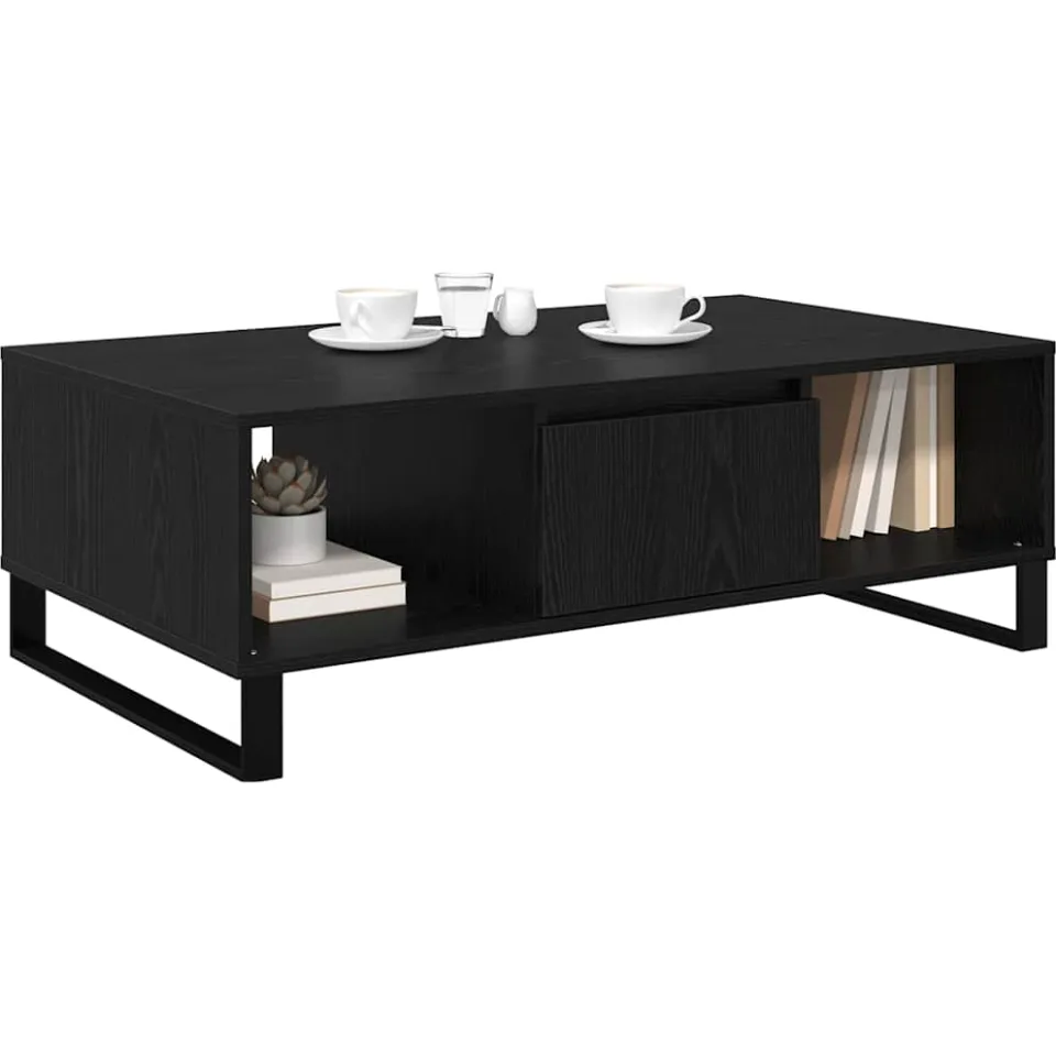 vidaXL Salontafel Zwart Eiken 104 x 60 x 35 cm Bewerkt hout