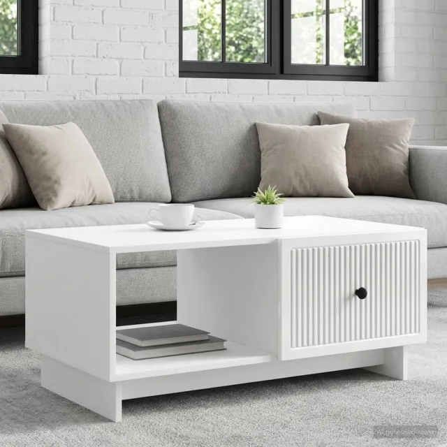 vidaXL Salontafel Hoogglans Wit 90 x 50 x 40 cm Bewerkt hout, foto 2