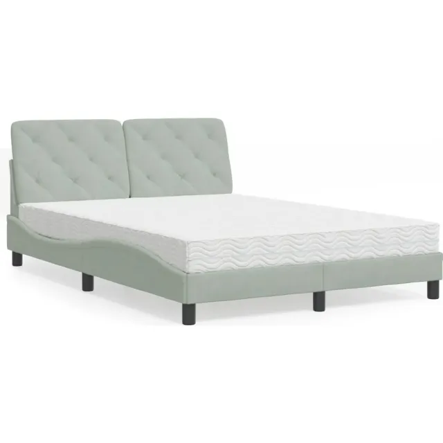 vidaXL Bed met matras fluweel lichtgrijs 140x190 cm
