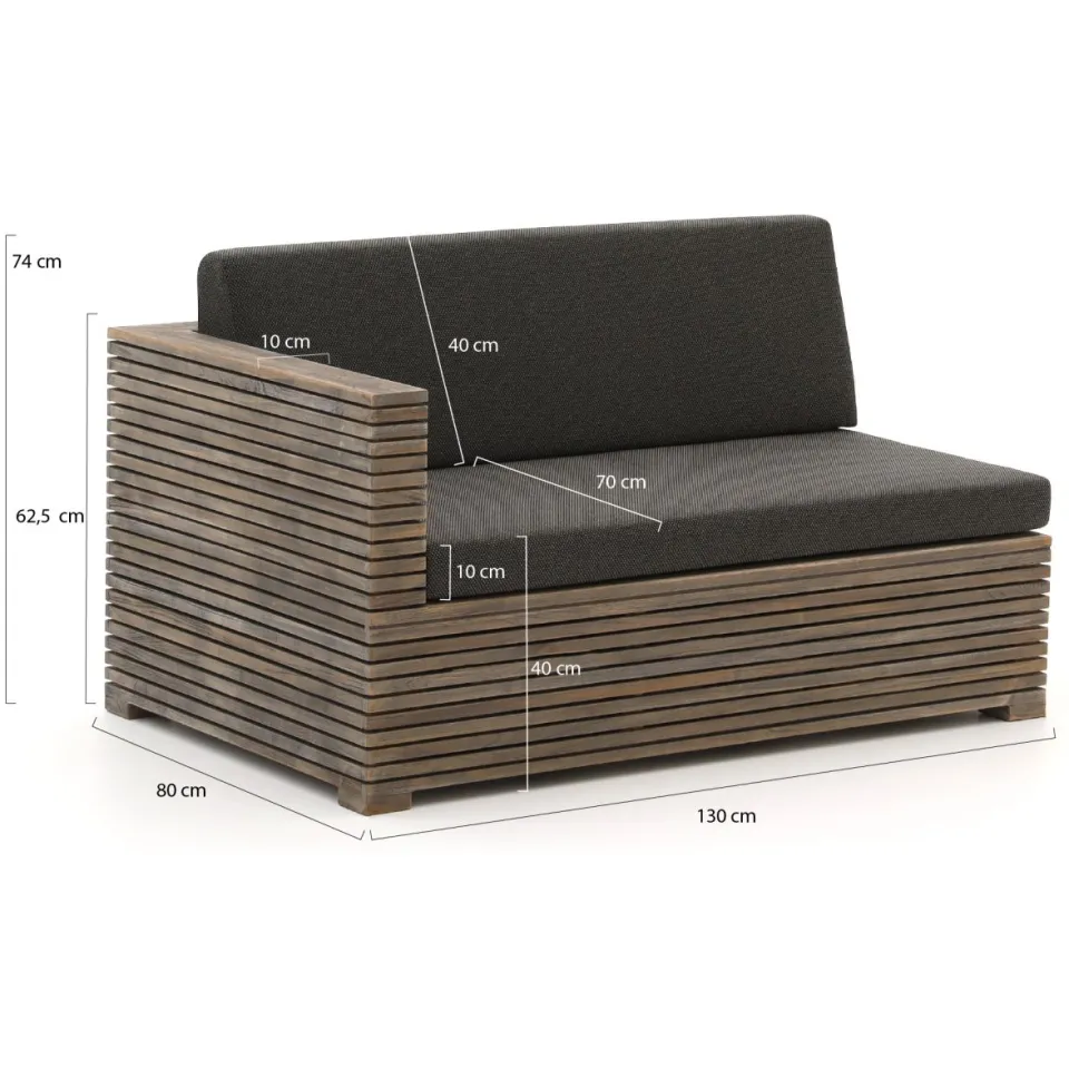 ROUGH Furniture ROUGH-C chaise longue loungeset 3-delig bruin, foto 3