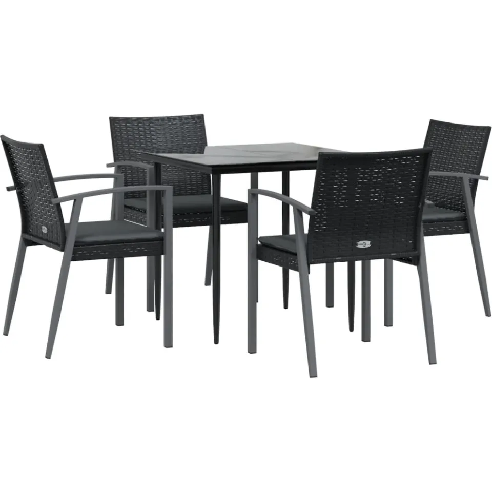 vidaXL 5-delige Tuinset met kussens poly rattan en staal, foto 3