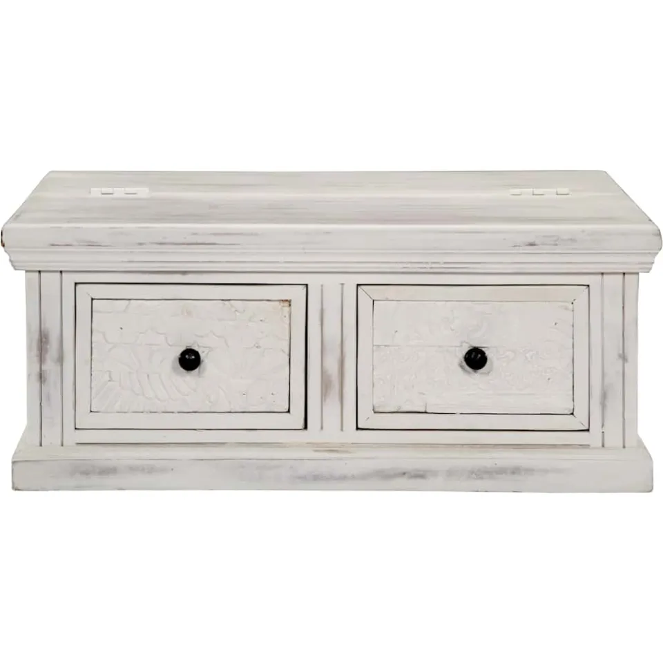 vidaXL Salontafel 70x70x30 cm massief mangohout wit, foto 2