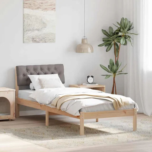 vidaXL Bedframe Bruin en taupe 75 x 190 cm Massief grenenhout