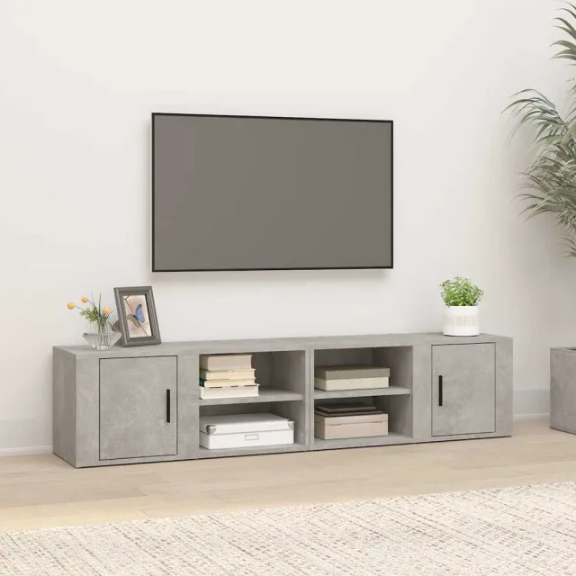 vidaXL Tv-meubels 2 st 80x31,5x36 cm bewerkt hout betongrijs grijs, foto 2