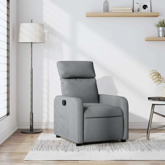 vidaXL Fauteuil verstelbaar stof lichtgrijs