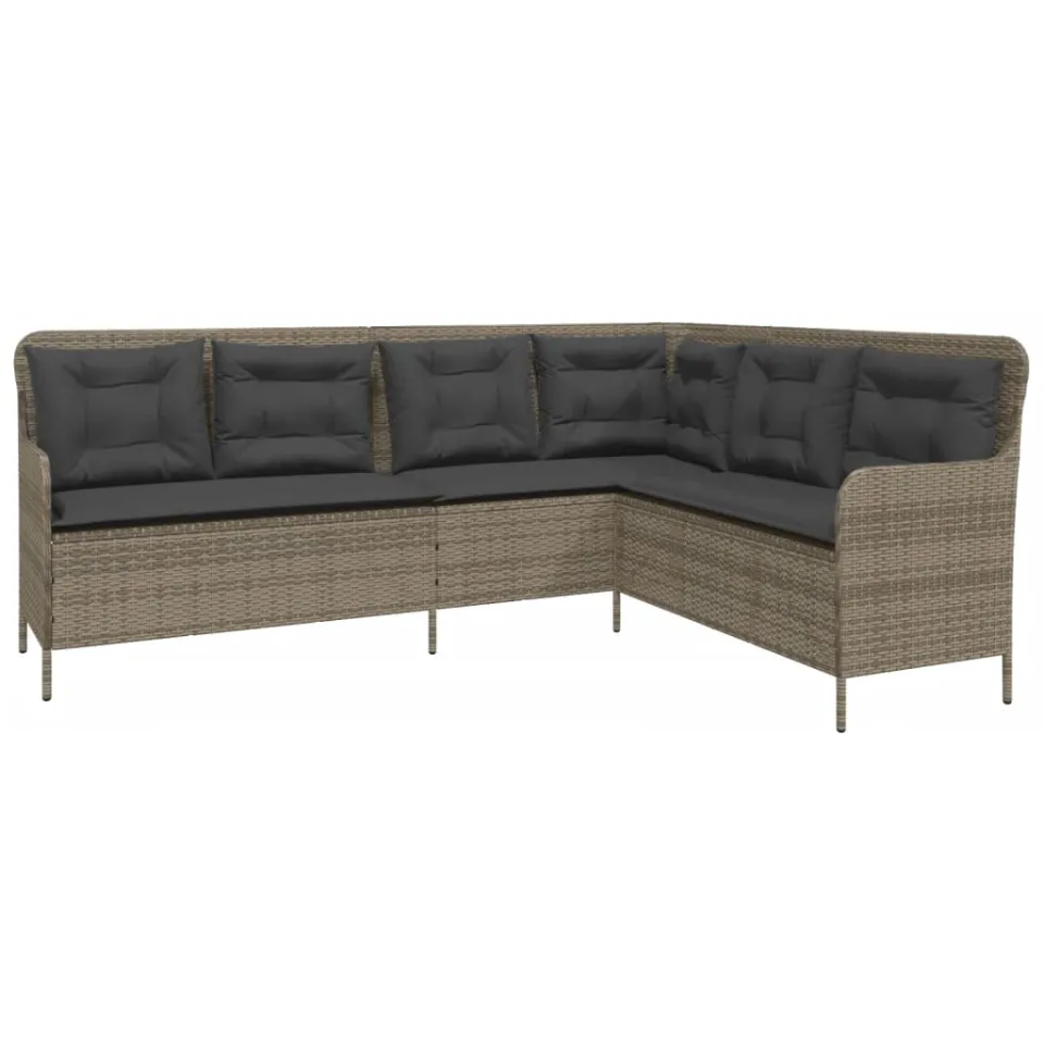 vidaXL 2-delige Loungeset met kussens poly rattan grijs