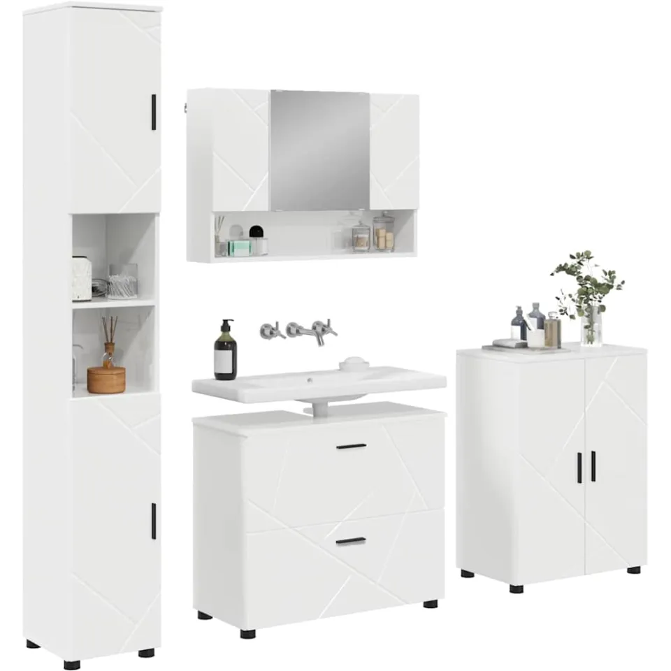 vidaXL Badkamermeubelset 4 st Hoogglans wit 35 x 30 x 192 cm