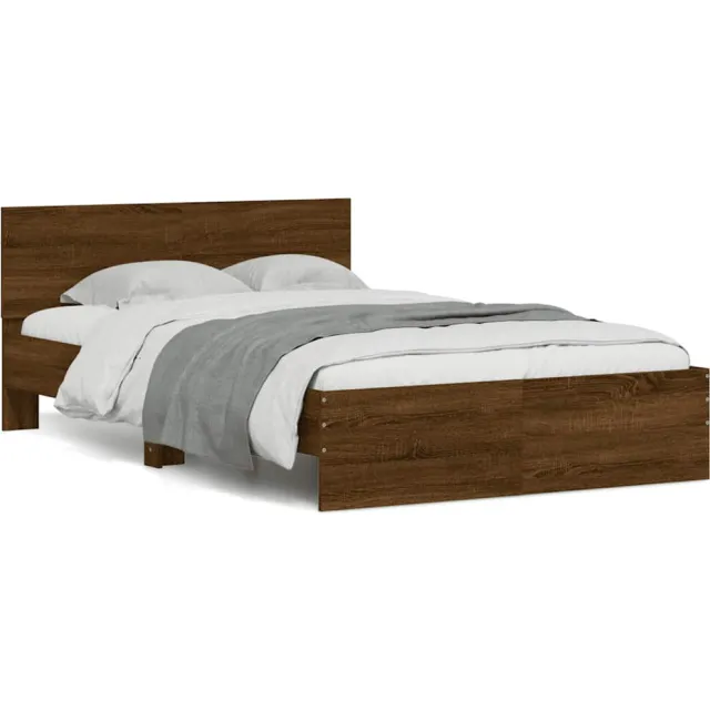 vidaXL Bedframe met hoofdeinde en LED bruin eikenkleur 140x190 cm