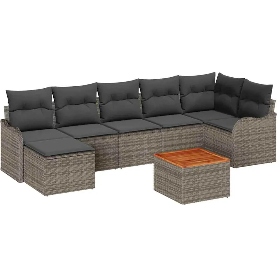 vidaXL Tuinbankenset 8 st Grijs poly rattan