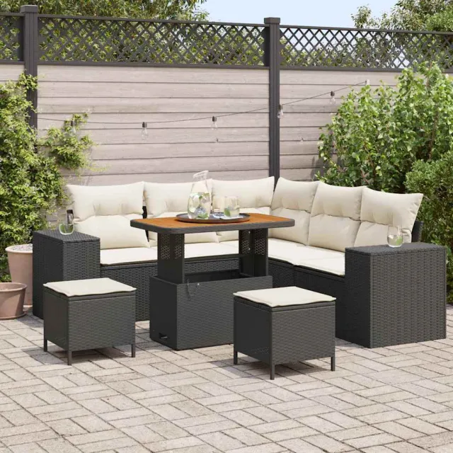 vidaXL Tuin Sofa Set 8 st Zwart poly rattan, foto 2