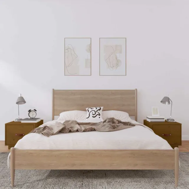 vidaXL Nachtkastjes 2 st 40x34x55 cm massief grenenhout honingbruin bruin, foto 2