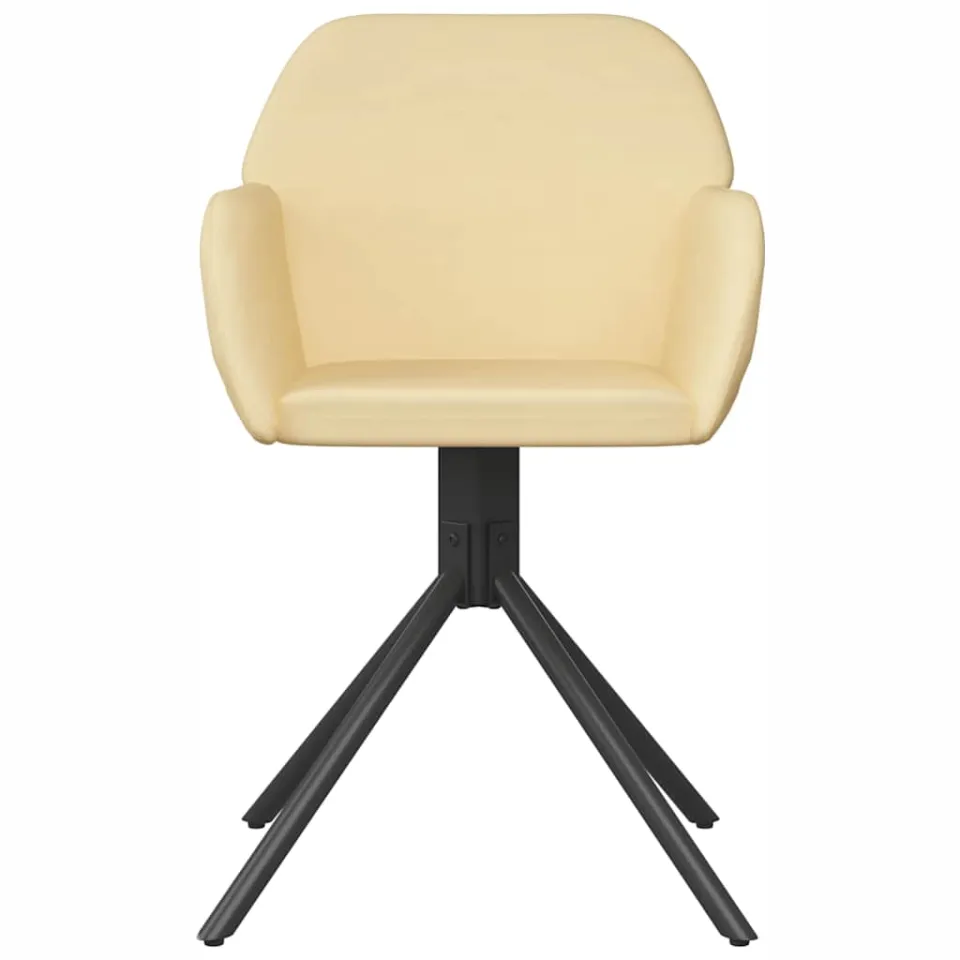 vidaXL Eetkamerstoelen draaibaar 2 st fluweel crèmekleurig, foto 4
