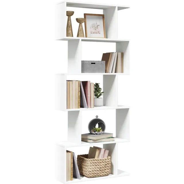 vidaXL Kamerverdeler Boekenkast 5-laags Wit 70x24x161 cm Bewerkt Hout