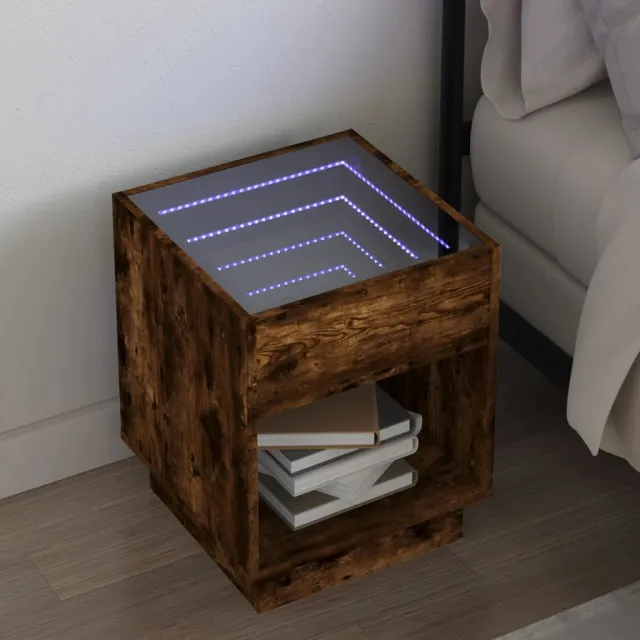 vidaXL Nachtkastje met Infinity LED 40x40x50 cm bruin eikenkleurig, foto 2