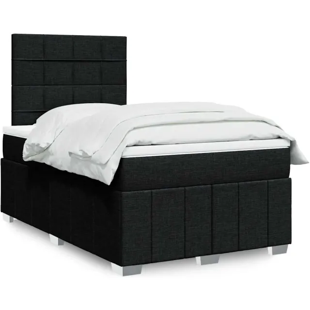 vidaXL Boxspring met matras stof zwart 120x190 cm