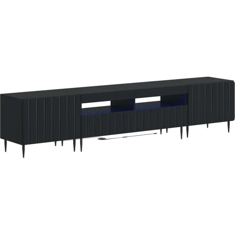vidaXL 3-delige LED TV-kast ZWOLLE Zwart Bewerkt hout