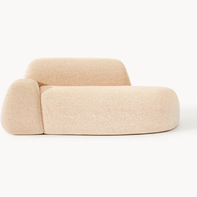 Westwing Collection Bouclé bank Wolke (2-zits) met chaise longue oranje