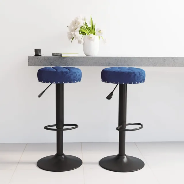 vidaXL Barkrukken 2 st fluweel blauw, foto 2