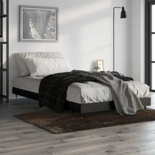 vidaXL Bedframe bewerkt hout zwart 90x200 cm