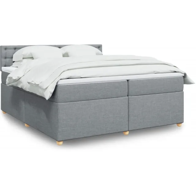 vidaXL Boxspring met matras stof lichtgrijs 200x200 cm grijs