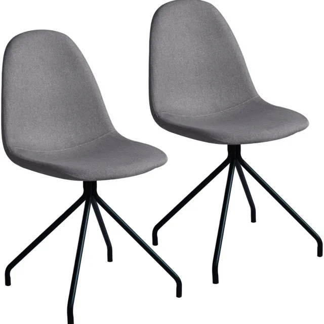 SVITA Set van 2 eetkamerstoelen - metalen poten gestoffeerde stoel polyester lichtgrijs
