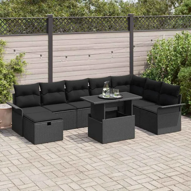 vidaXL Tuin Sofa Set 9 st Zwart poly rattan, foto 2
