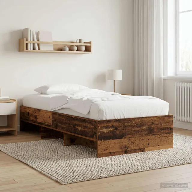 vidaXL Bedframe met plank met opslag Oud hout 80 x 200 cm Bewerkt hout Bruin