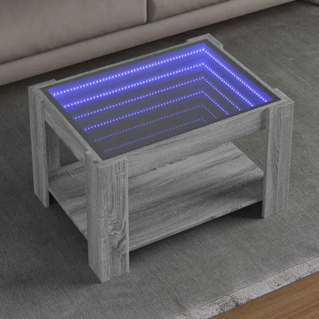 vidaXL Salontafel met LED 73x53x45 cm bewerkt hout grijs sonoma eiken