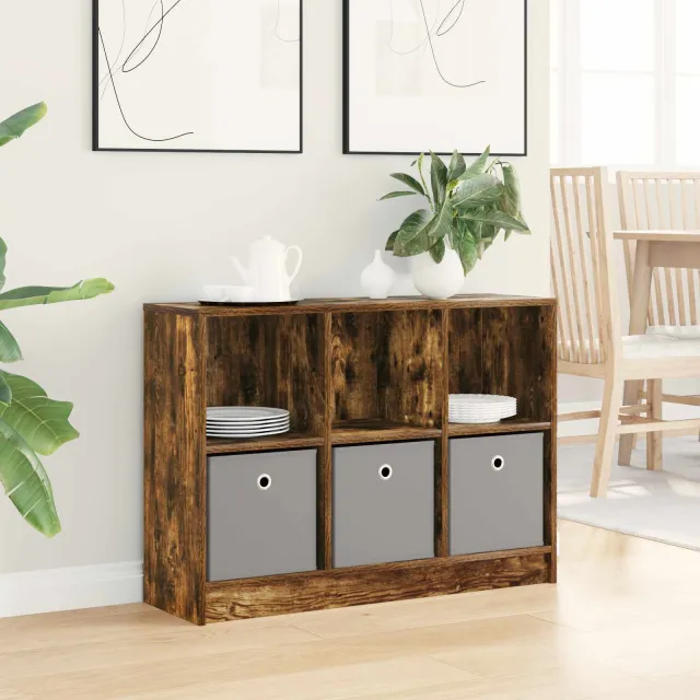 vidaXL Dressoir Gerookt eiken 88,5 x 27,5 x 63,5 cm Bruin