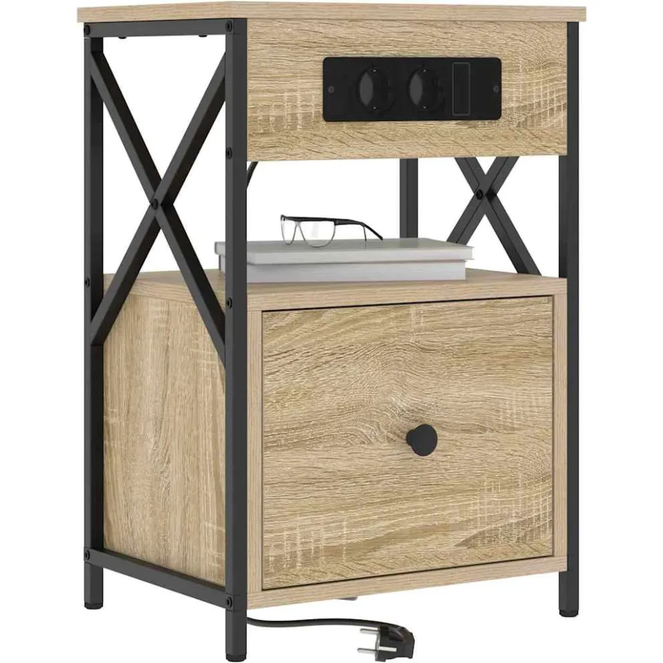 vidaXL Nachtkastje Sonoma Eiken 40 x 31 x 60 cm Bewerkt hout Bruin
