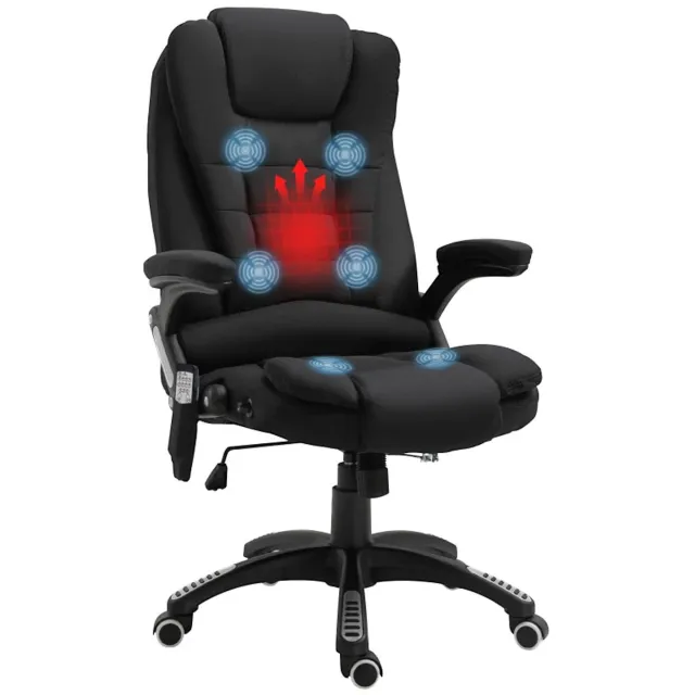 ZYLARO Ergonomische Bureaustoel met Massagefunctie & Verwarming - In Hoogte Verstelbaar - Max. kanteling 130° - 360° Draaibaar - Kantoorstoel - Gamestoel - Volwassenen Stoel - Directiestoel - Computerstoel - Zwart