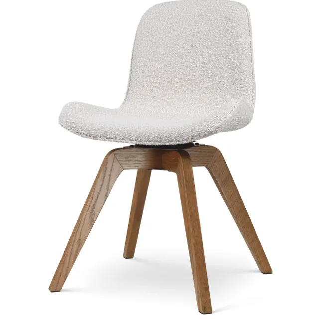 Nolon Noor-Fé draaibare eetkamerstoel bouclé beige - walnoot houten onderstel