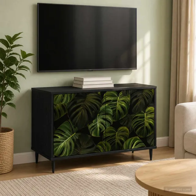 vidaXL Tv-meubel ELBURG 69 x 33 x 50,5 cm Zwart eiken Bewerkt hout, foto 2
