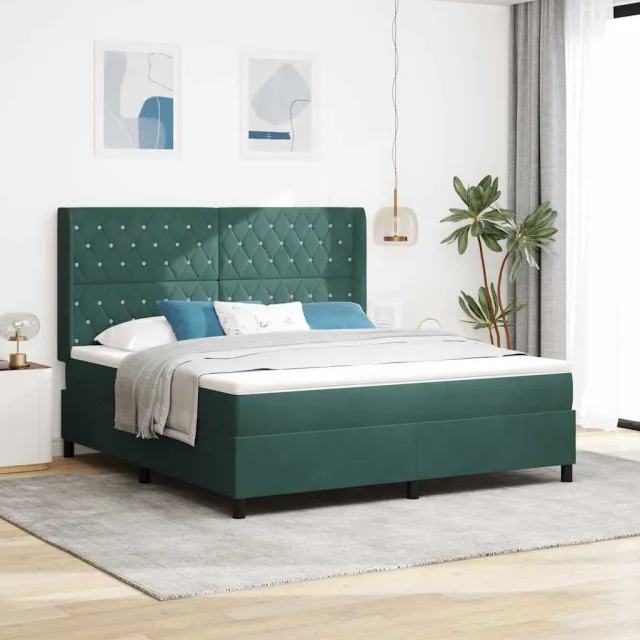 vidaXL Boxspringbed met matras Donkergroen 180 x 200 cm Fluweel