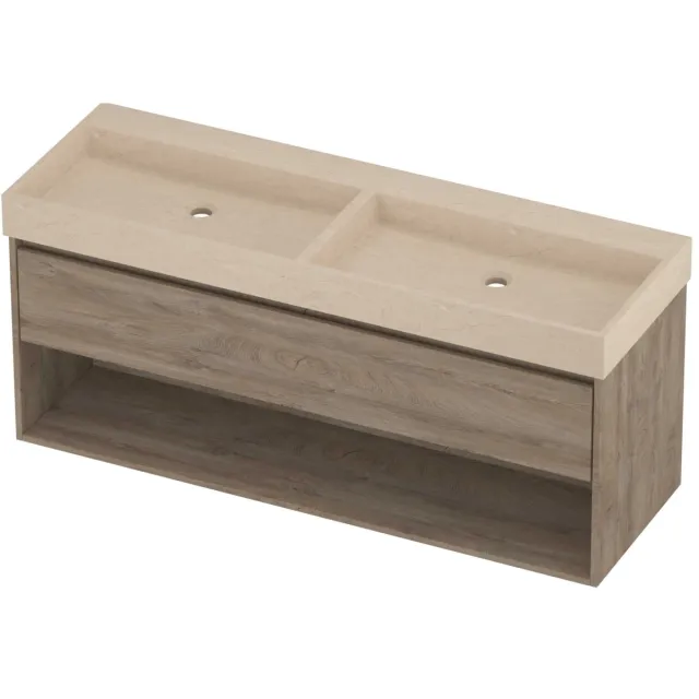 Proline Evoli Badmeubelset Hardsteen Loft 140x46x62 cm Sand Stone Raw Oak Eiken