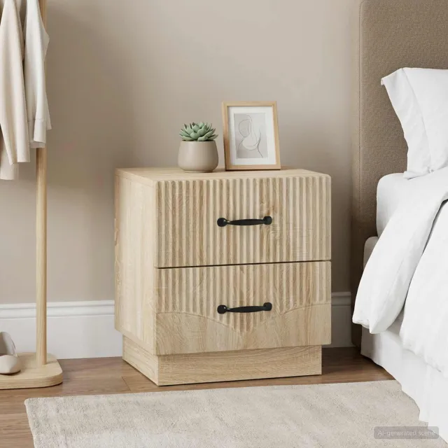 vidaXL Nachtkastje 2 st Sonoma Eiken 43 x 34,5 x 44,5 cm Bewerkt hout, foto 2