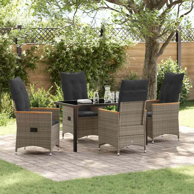 vidaXL Tuin eettafelset 5 st Grijs poly rattan, foto 2