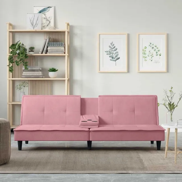 vidaXL Slaapbank met bekerhouders fluweel roze