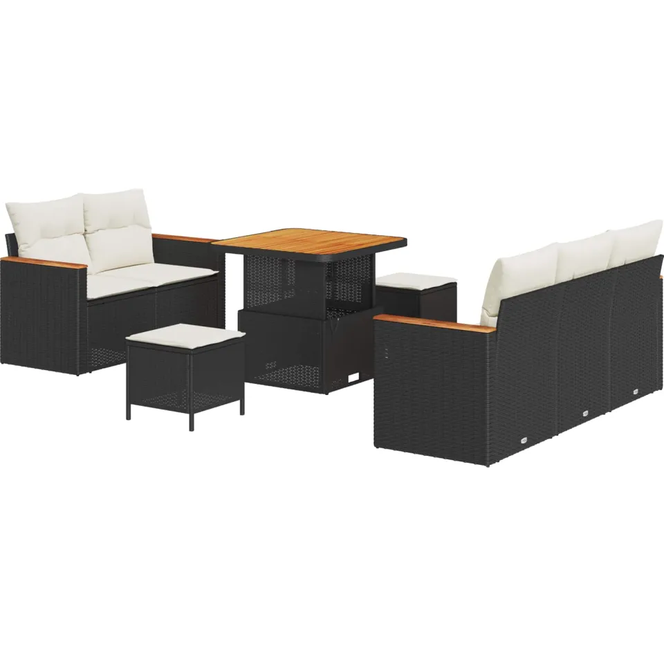 vidaXL Tuinbankenset 8 st Zwart poly rattan