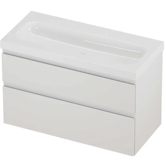 Proline Haga Badmeubelset Polystone Mezza Zonder Kraangat 100x46x66 cm Glans Wit Glans Wit
