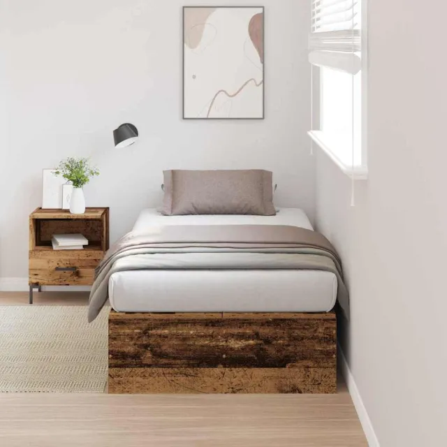 vidaXL Opbergbedframe met opslag Oud Hout 80 x 200 cm Bewerkt hout Bruin