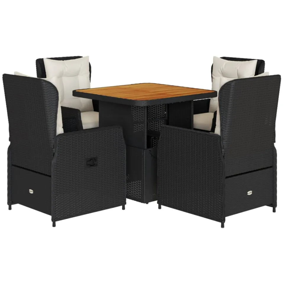 vidaXL 5-delige Tuinset met kussens poly rattan zwart, foto 3