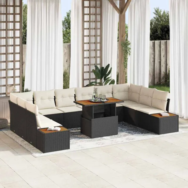 vidaXL Tuin Sofa Set 11 st Zwart Poly riet