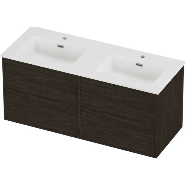 Proline Tribute Badmeubelset Porselein Elegant Symmetrisch 120x46x54 cm Mat White Mokka Oak Eiken
