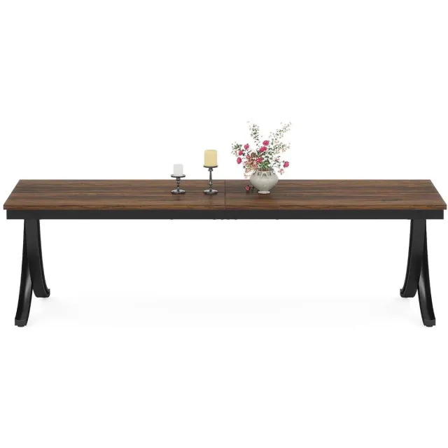 C. , R. E. CORE Eettafel - 198 cm Grote Eettafel voor 6 tot 8 Personen - Boerderijstijl Houten Keukentafel - Stevig Onderstel - 200x70x75cm - Houtlook Rustiek Bruin