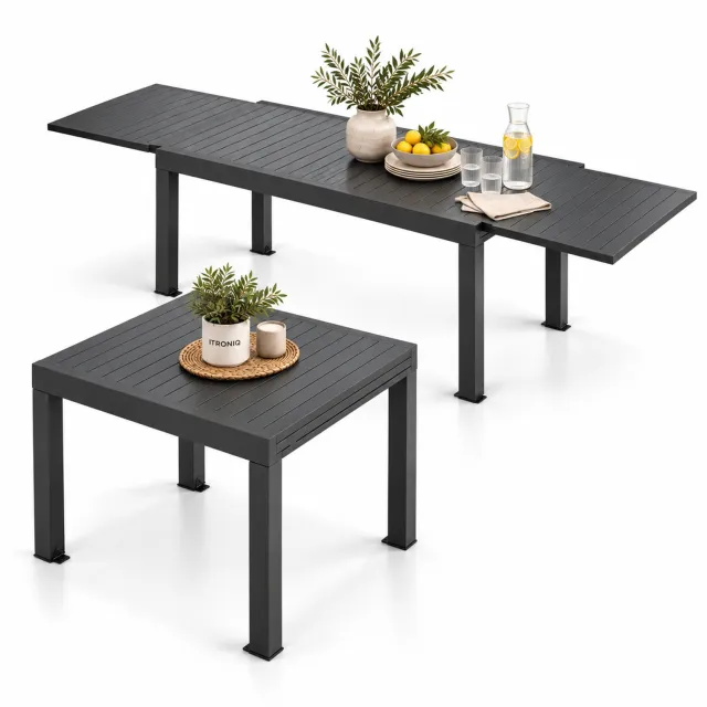 ITRONIQ Uitschuifbare Tuintafel 130-260 CM - Aluminium Tuintafel Voor 4 tot 8 Personen - Verlengbare Buitentafel - Antraciet