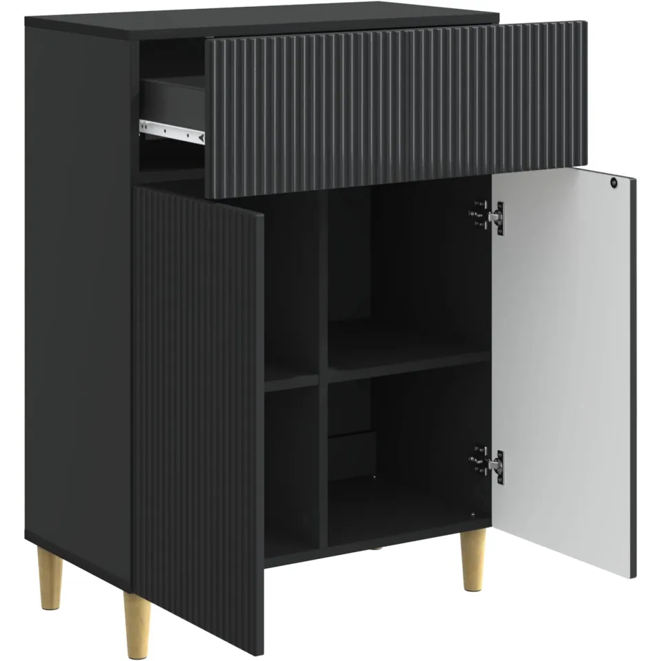 vidaXL Dressoir met lade Zwart 66 x 34,5 x 90 cm Bewerkt hout, foto 3
