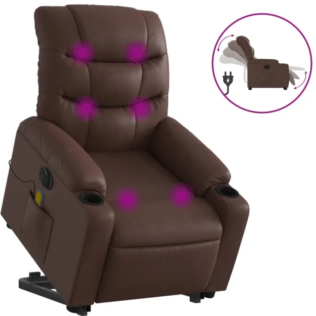 vidaXL Sta-op-massagestoel - elektrisch - kunstleer - bruin