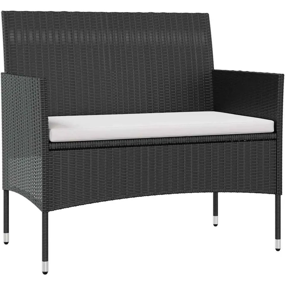 vidaXL 16-delige Loungeset met kussens poly rattan zwart